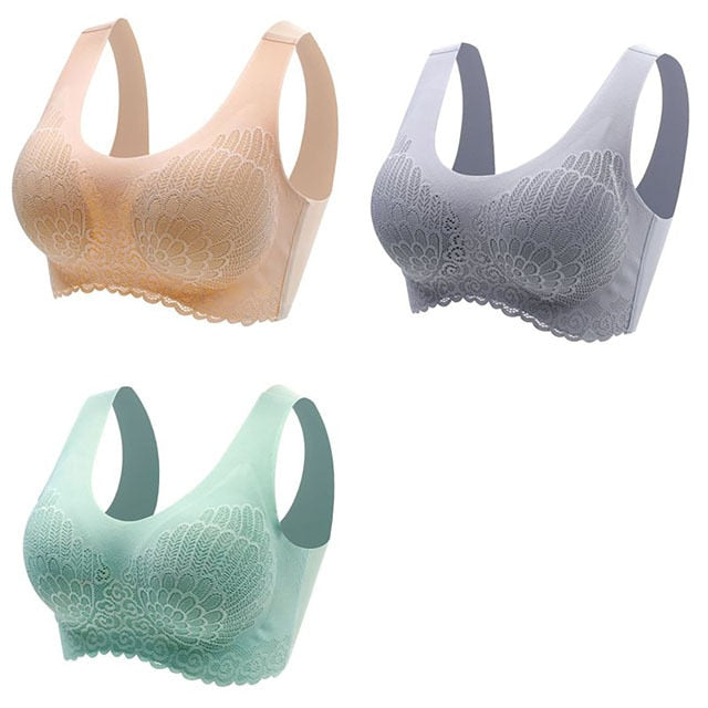 Women's Wire Free Latex  Seamless Bras Push Up Bralette With Padded Vest Top Bra