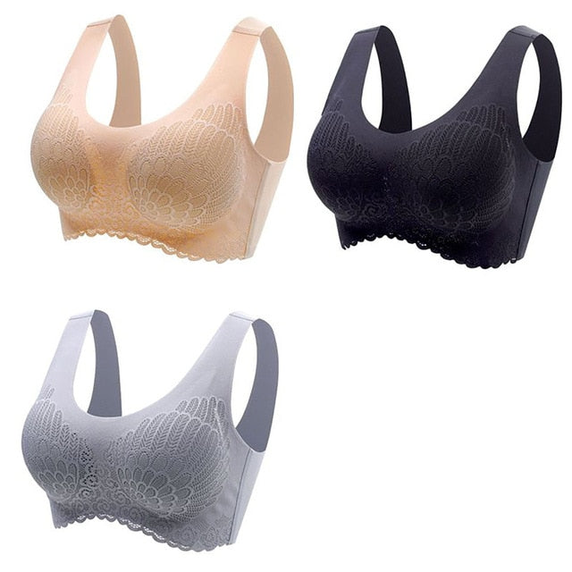 Women's Wire Free Latex  Seamless Bras Push Up Bralette With Padded Vest Top Bra