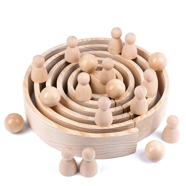 Educational Baby Montessori Toy Rainbow Stacker Wooden Puzzle  toys for Children