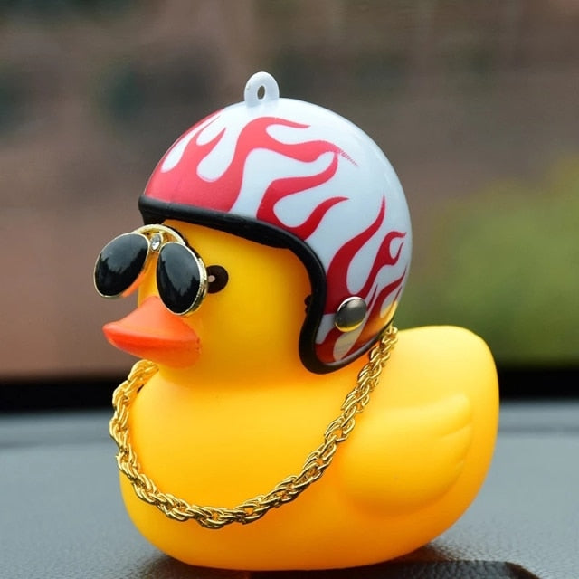 Lovely Duckling  Car Ornament With Helmet Chain / Auto Dashboard Toy Duck