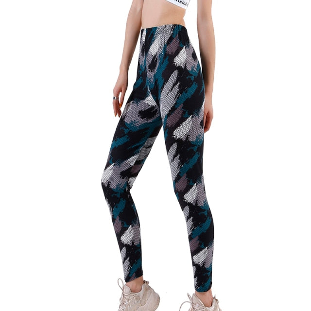 Women Grid Print Plaid Push Up Exercise Fitness Leggings / Pants