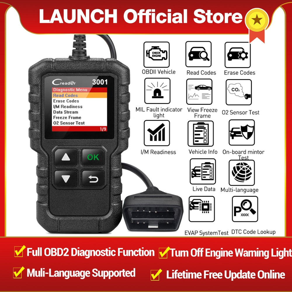 LAUNCH X431 CR3001 Car Full OBD2 /EOBD Code Reader Scanner Automotive Professional OBDII Diagnostic Tools Free Update pk ELM327