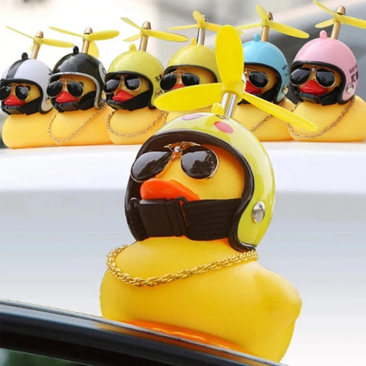 Lovely Duckling  Car Ornament With Helmet Chain / Auto Dashboard Toy Duck