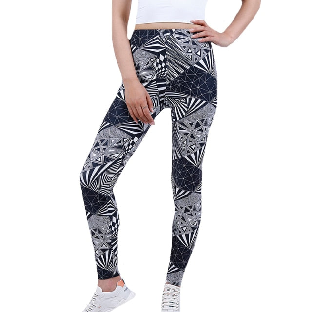 Women Grid Print Plaid Push Up Exercise Fitness Leggings / Pants