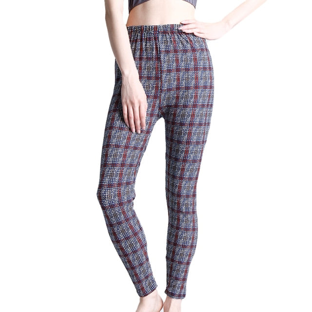 Women Grid Print Plaid Push Up Exercise Fitness Leggings / Pants