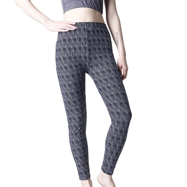 Women Grid Print Plaid Push Up Exercise Fitness Leggings / Pants