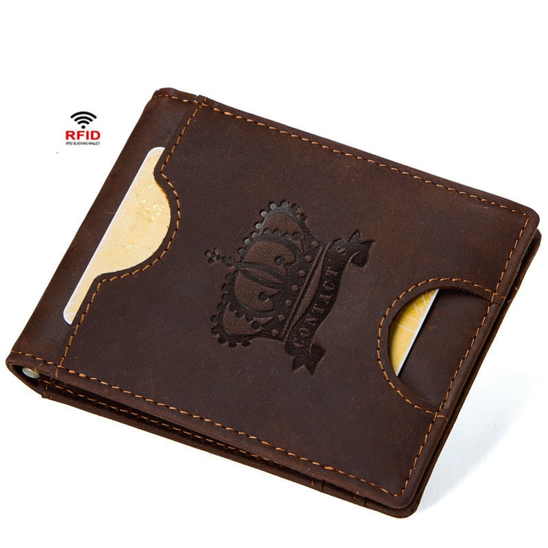 2021 RFID Anti-theft Unisex Genuine Leather Vintage Clutch Card Case