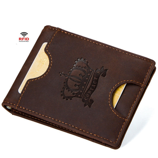 2021 RFID Anti-theft Unisex Genuine Leather Vintage Clutch Card Case