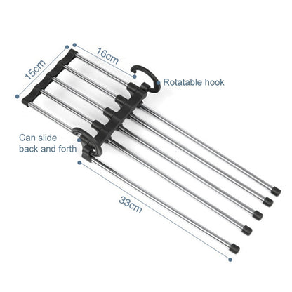 Multi-function Pants Hanger 5 Tier Portable Stainless Steel Pants Racks, Trousers Hanger & Clothing Storage Organization