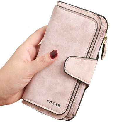 Women's Scrub Leather Wallet Brand Coin Purse & Snap Card Holder