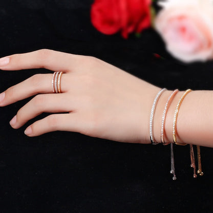 Women's Captivating Bar Slider Brilliant CZ Rose Gold Colour Bracelet