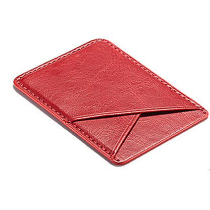 Double-deck Back Pocket Leather Phone Stick- On & Mini Solid Phone Card Holder
