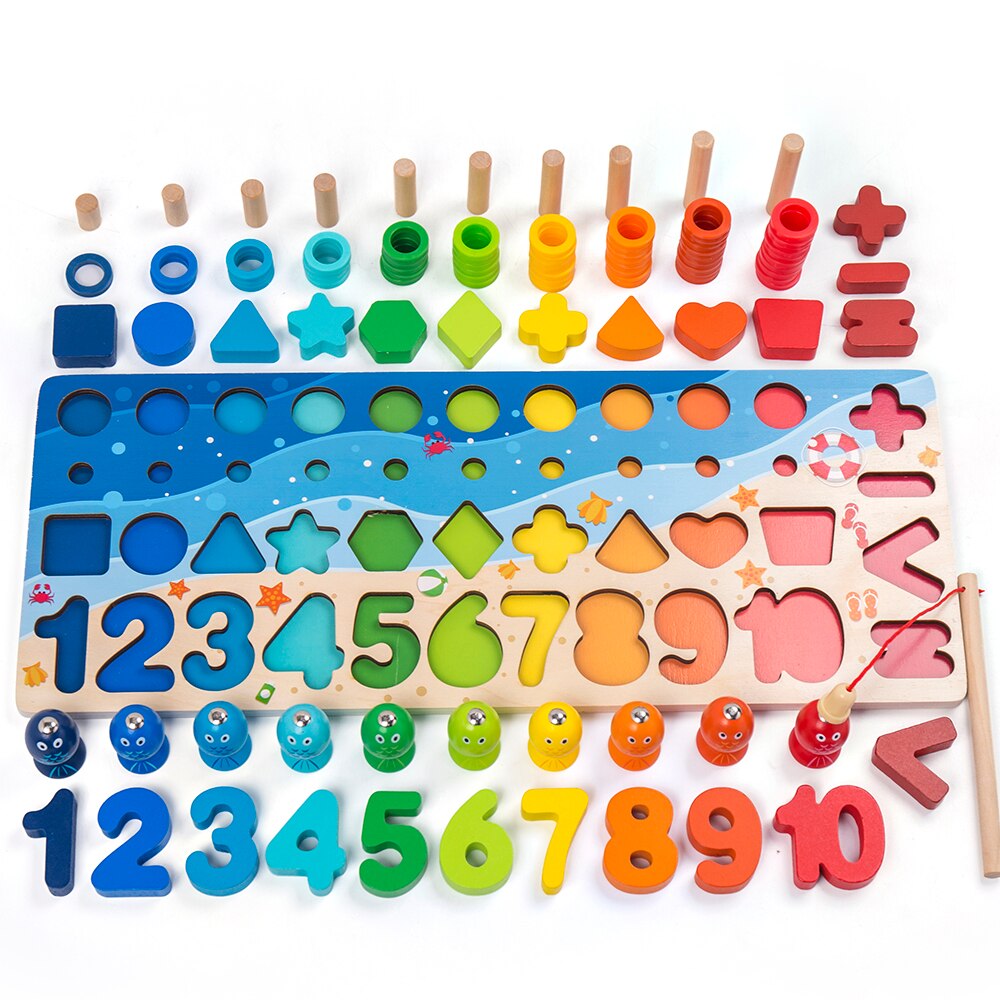 Montessori Educational Wooden Toys Geometric Shape Cognition Puzzle Toys Math Toys Early Educational Toys for Children