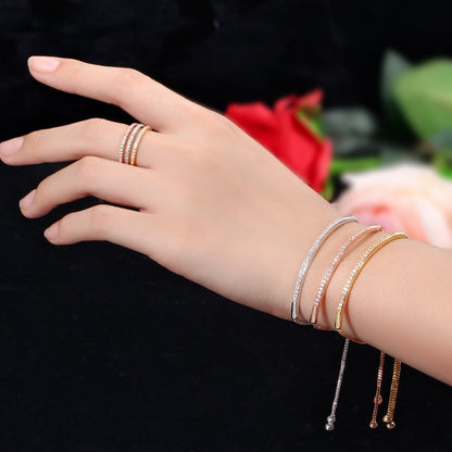 Women's Captivating Bar Slider Brilliant CZ Rose Gold Colour Bracelet
