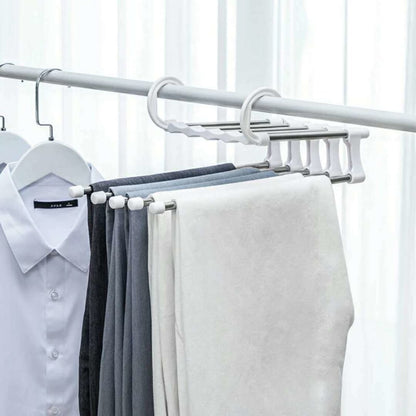 Multi-function Pants Hanger 5 Tier Portable Stainless Steel Pants Racks, Trousers Hanger & Clothing Storage Organization