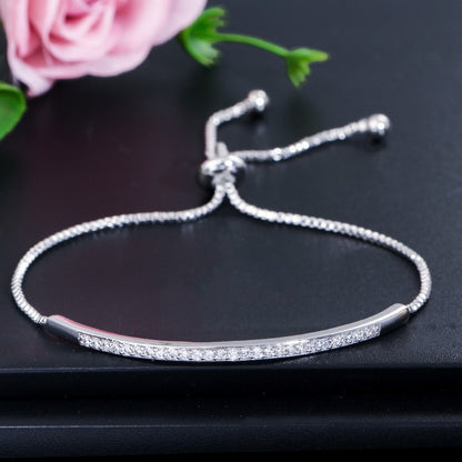 Women's Captivating Bar Slider Brilliant CZ Rose Gold Colour Bracelet