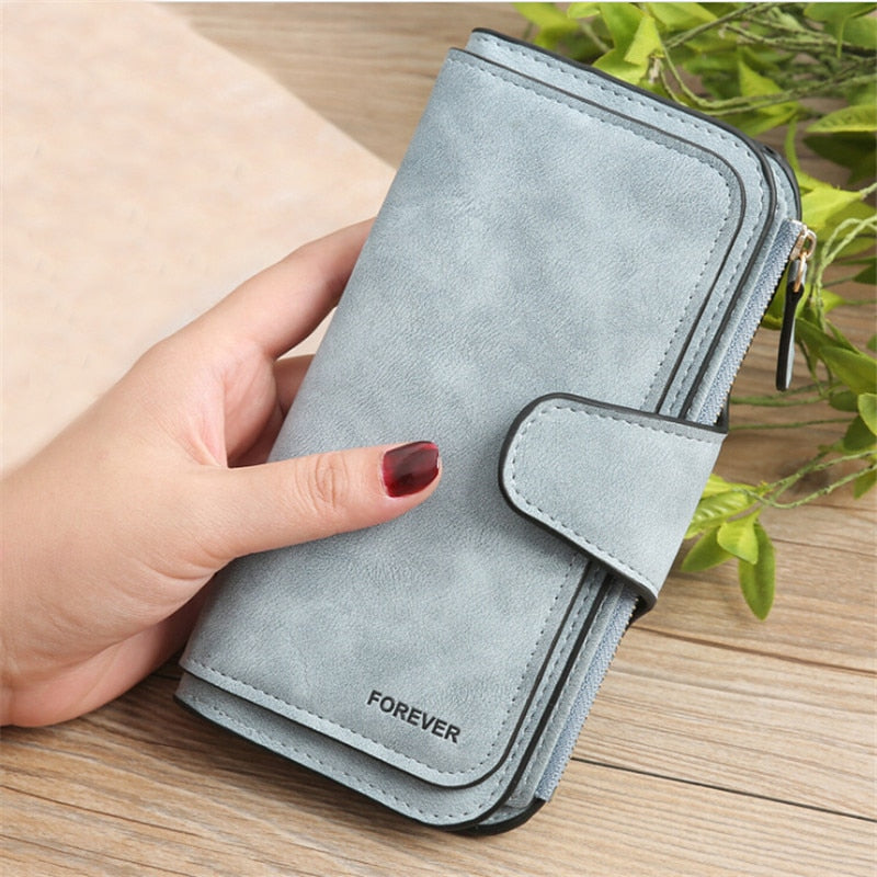 Women's Scrub Leather Wallet Brand Coin Purse & Snap Card Holder