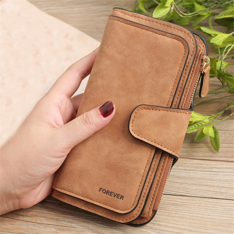 Women's Scrub Leather Wallet Brand Coin Purse & Snap Card Holder