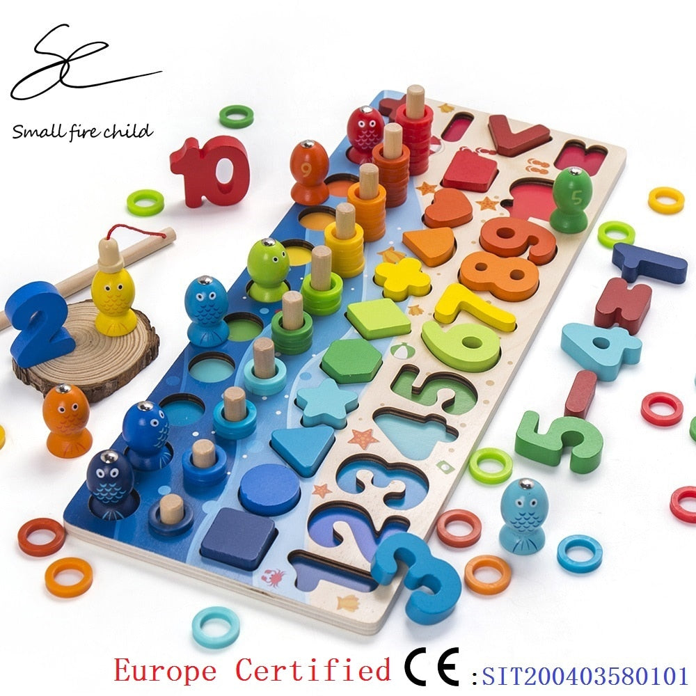 Montessori Educational Wooden Toys Geometric Shape Cognition Puzzle Toys Math Toys Early Educational Toys for Children
