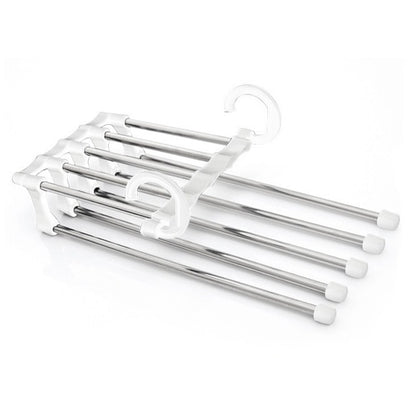 Multi-function Pants Hanger 5 Tier Portable Stainless Steel Pants Racks, Trousers Hanger & Clothing Storage Organization