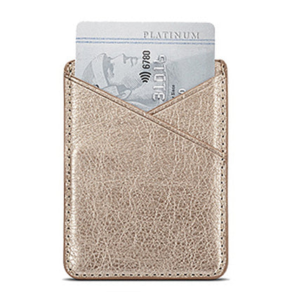 Double-deck Back Pocket Leather Phone Stick- On & Mini Solid Phone Card Holder