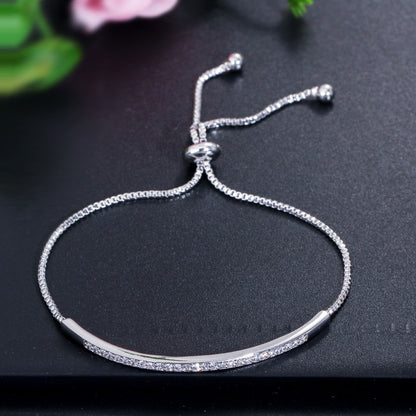 Women's Captivating Bar Slider Brilliant CZ Rose Gold Colour Bracelet