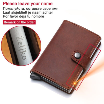 Genuine Leather Men's Business Wallet, ID Card & Credit Card Holder