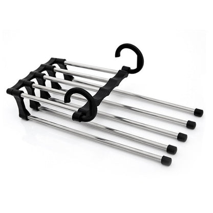 Multi-function Pants Hanger 5 Tier Portable Stainless Steel Pants Racks, Trousers Hanger & Clothing Storage Organization