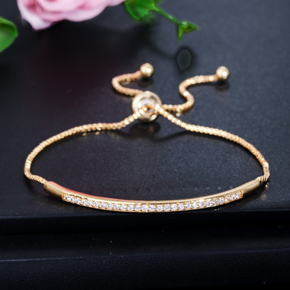 Women's Captivating Bar Slider Brilliant CZ Rose Gold Colour Bracelet
