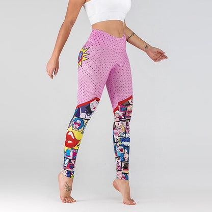Womens High Waist Workout Leggings With Fashion Printing