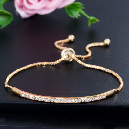 Women's Captivating Bar Slider Brilliant CZ Rose Gold Colour Bracelet