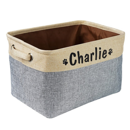 Personalized Pet Dog Canvas Foldable Linen Storage Basket For Storage of Dog Accessories & Pet Supplies