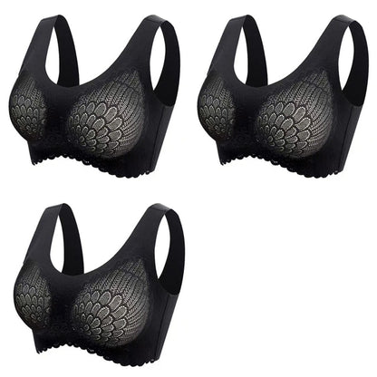 Women's Wire Free Latex  Seamless Bras Push Up Bralette With Padded Vest Top Bra