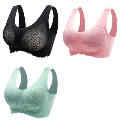 Women's Wire Free Latex  Seamless Bras Push Up Bralette With Padded Vest Top Bra