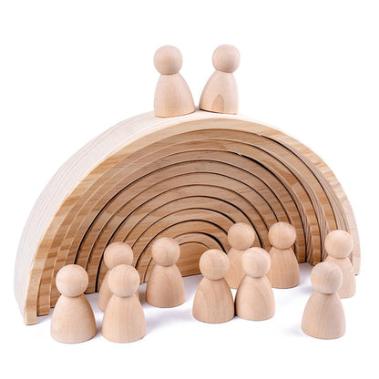 Educational Baby Montessori Toy Rainbow Stacker Wooden Puzzle  toys for Children