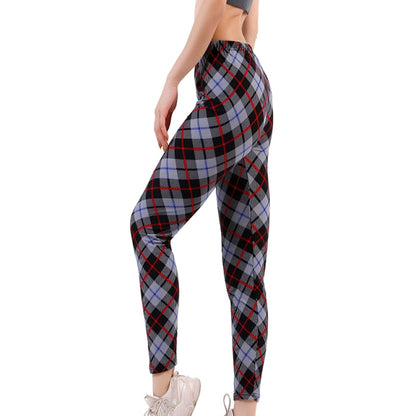 Women Grid Print Plaid Push Up Exercise Fitness Leggings / Pants