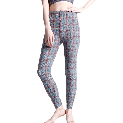 Women Grid Print Plaid Push Up Exercise Fitness Leggings / Pants