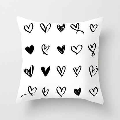 Geometric Art Black and White Polyester Cushion Cover & Throw Pillow Case
