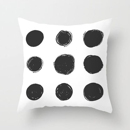 Geometric Art Black and White Polyester Cushion Cover & Throw Pillow Case