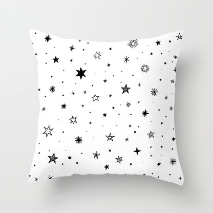 Geometric Art Black and White Polyester Cushion Cover & Throw Pillow Case
