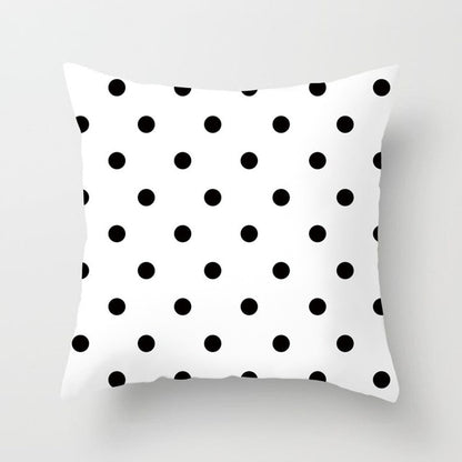 Geometric Art Black and White Polyester Cushion Cover & Throw Pillow Case