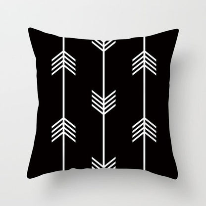 Geometric Art Black and White Polyester Cushion Cover & Throw Pillow Case
