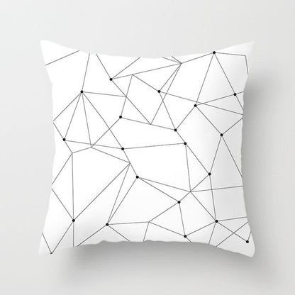 Geometric Art Black and White Polyester Cushion Cover & Throw Pillow Case