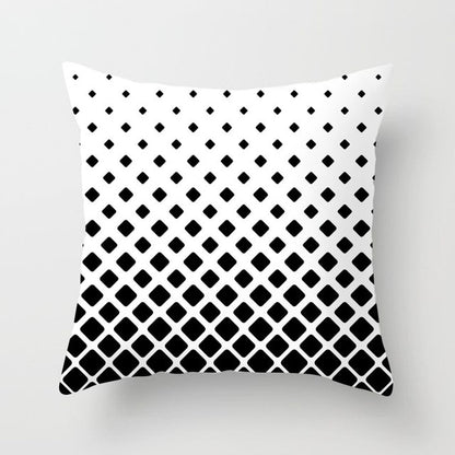 Geometric Art Black and White Polyester Cushion Cover & Throw Pillow Case