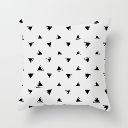Geometric Art Black and White Polyester Cushion Cover & Throw Pillow Case