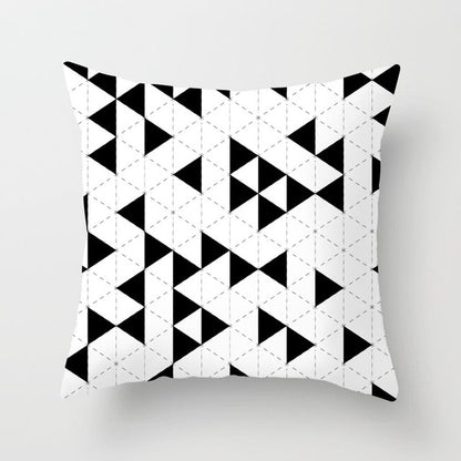 Geometric Art Black and White Polyester Cushion Cover & Throw Pillow Case