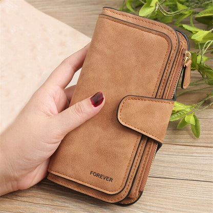 Women's Scrub Leather Wallet Brand Coin Purse & Snap Card Holder
